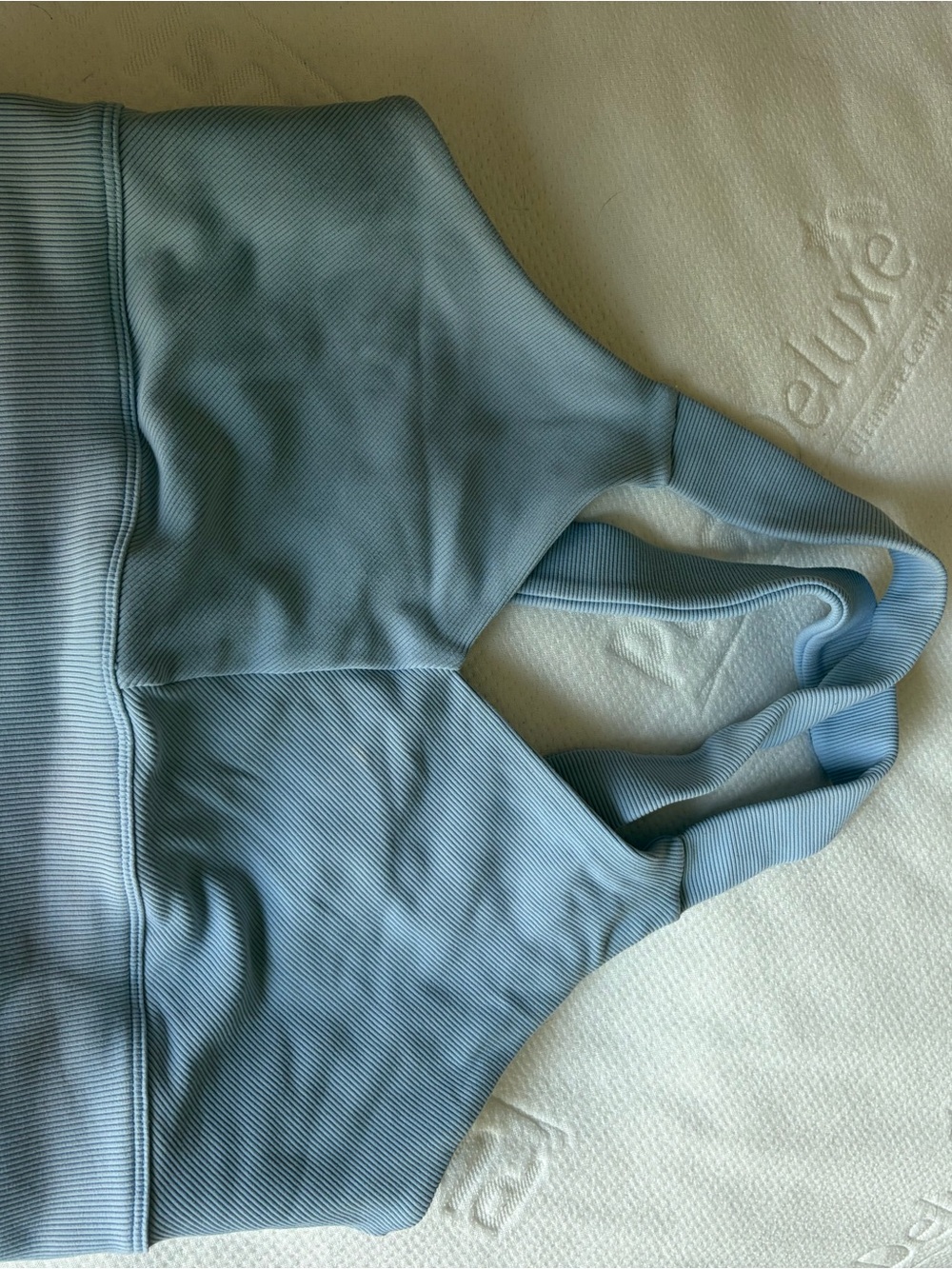 ALO Yoga Light Blue Ribbed V-Neck Crop Top